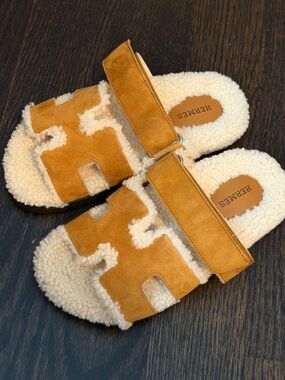 Hermes Shearling Chypre Sz 37.5 NEW